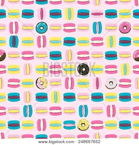 Seamless Macaroons Pattern. Macarons Background. Stock Vector