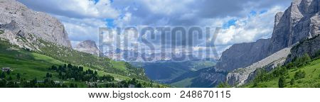 Beautiful Summer Mountain View Of Sella Group On Dolomites
