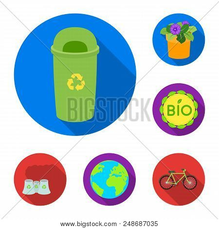Bio And Ecology Flat Icons In Set Collection For Design. An Ecologically Pure Product Vector Symbol 