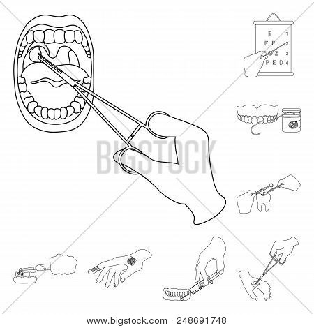 Manipulation By Hands Outline Icons In Set Collection For Design. Hand Movement In Medicine Vector S