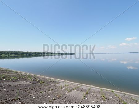Amazing Shore And Landscapes Of Artificial European Goczalkowice Reservoir In Poland With Beauty Clo