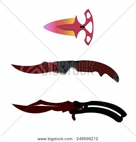 Vector Illustration Of Knitted Combat Knives For Counter Strike