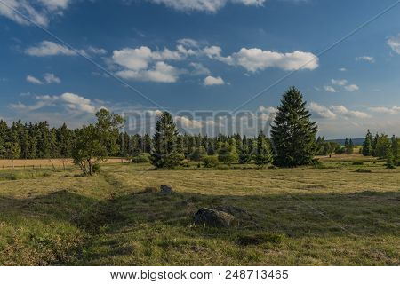 Slavkovsky Les Mountains In Summer Sunny Sunset Evening Near Krizky Area