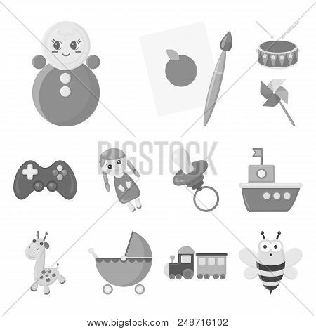 Children Toy Monochrome Icons In Set Collection For Design. Game And Bauble Vector Symbol Stock Illu