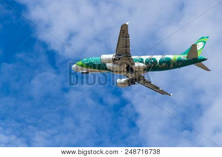 Berlin, Germany-july 7, 2018: Aer Lingus (irish Rugby Team Livery), Airbus A320-214s Takes Off From 