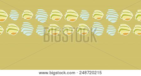 Sea Shells-spa In The Country. Horizontal Border Seamless Repeat Pattern. Vector Pattern Background.