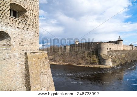 The Ivangorod Fortress. View From Estonian Side.