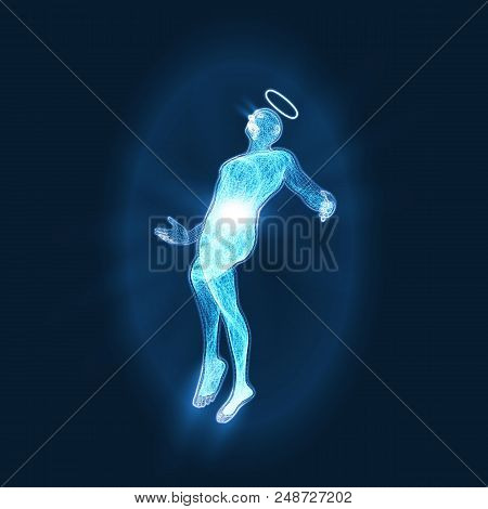 Energy Of The Angelic Artificial Intelligence. Blue Version. Suitable For Any Technology, Future, Ai
