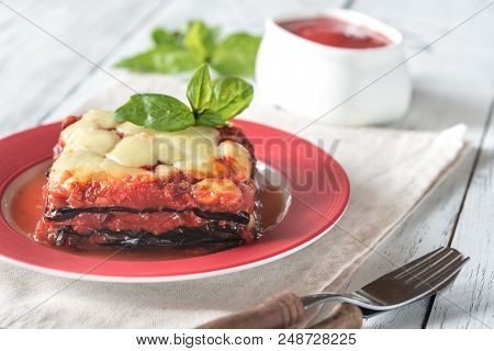 Portion Of Italian Eggplant Parmigiana Di Melanzane