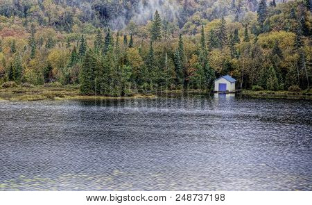 A Boathouse On Lake Near Agawa Canyon, Canada