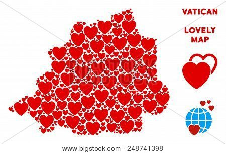 Love Vatican Map Composition Of Red Hearts. We Like Vatican Map Concept. Abstract Vector Territorial