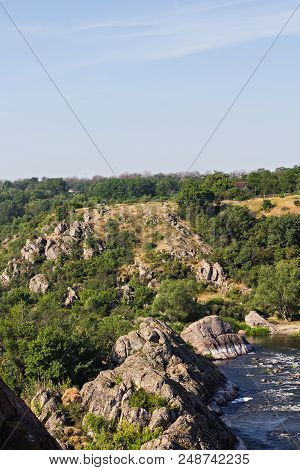 Southern Bug River Landscape With Famous Rapid Red Gate Or Integral In Migeya, Ukraine.