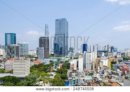 Ho Chi Minh City, Vietnam - 4 April, 2018: Ho Chi Minh City Metropolis With Its Few Remaining Old Bu