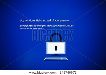 London, United Kingdom - Jun 15, 2017: Detail Of Use Windows Hello Instead Of Activation Of Microsof