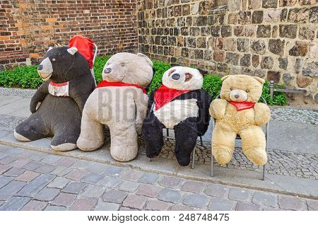 Plush Bears, The Symbol Of The City Of Berlin, On A Street In Nikolaiviertel In Berlin