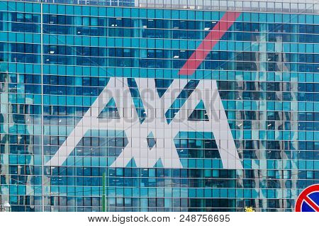 Milan, Italy - May 29, 2018: Axa Logo On Modern Building.
