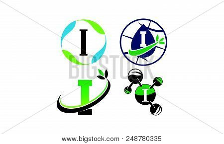 Green Project Solution I Set Logo Design Template Vector