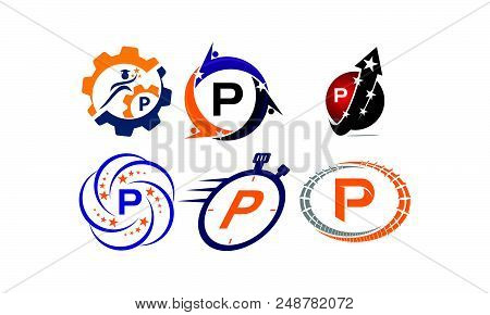 Logotype P Modern Set Logo Design Template Vector