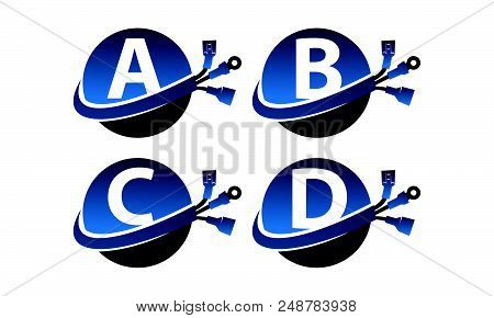 Global Electricity Logo Design Vector Template Set