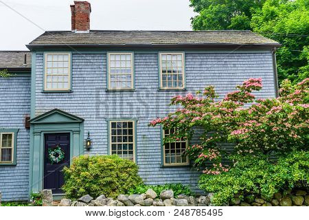 Old House Colorful Flowers Padnaram Village Dartmouth Masschusetts