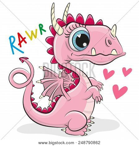 Cute Cartoon Dragon Isolated On A White Background
