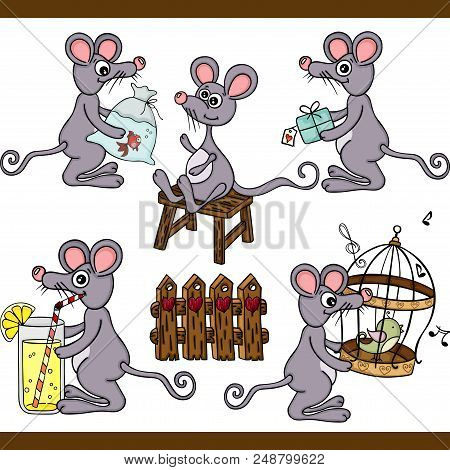 Scalable Vectorial Representing A Mouse Set Digital, Illustration With Elements For Your Design.