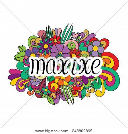 Dance Maxixe. Vector Illustration. An Abstract Floral Print. Inscription