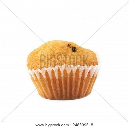 Chocolate Corn Muffin Isolated Over The White Background