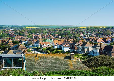 View Of The Town Of Seaford From The Cliff Walk, Houses, Seaford Head, East Sussex, England, Selecti