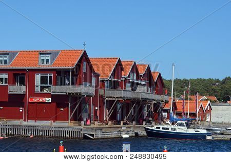 Marina of the Norwegian fishing town Hvaler . June 19,2018. Hvaler,Norway