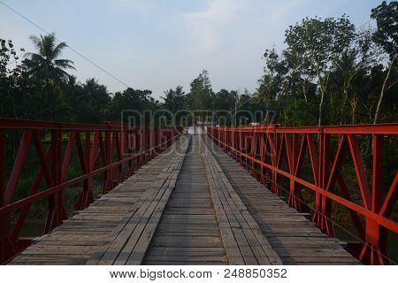 Red Bridge At Mbonjing Village, Gunungkidul, Yogyakarta, Indonesia, Asia