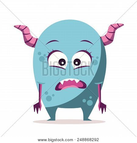 Cute Cartoon Monster Isolated On White Background.cartoon Monster Avatar. Halloween Concepr. Vector 