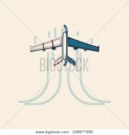 Airplane With Trail. Aircraft Tracking. Vector Illustration