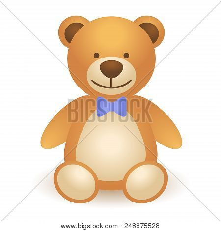 Bear Toy. Vector Illustration. Isolated On White.
