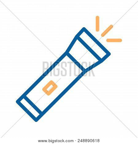 Flashlight Object Vector Thin Line Icon Illustration.