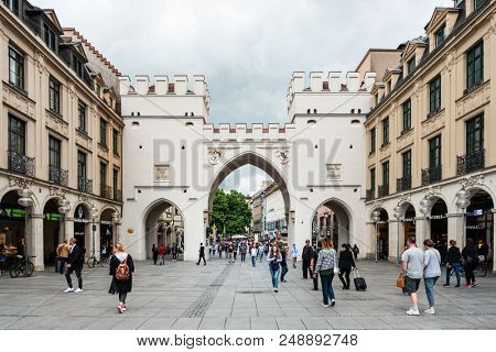 MUNICH, GERMANY - June 25, 2018: Karlstor defensive fortification and checkpoint. Munich, Germany