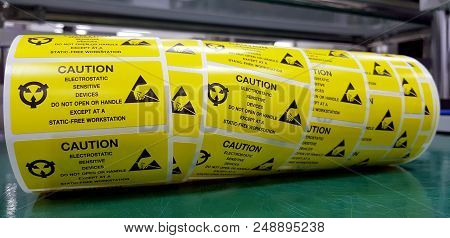 Yellow Caution Label,special Label Symbol For Electrostatic Sensitive Devices.