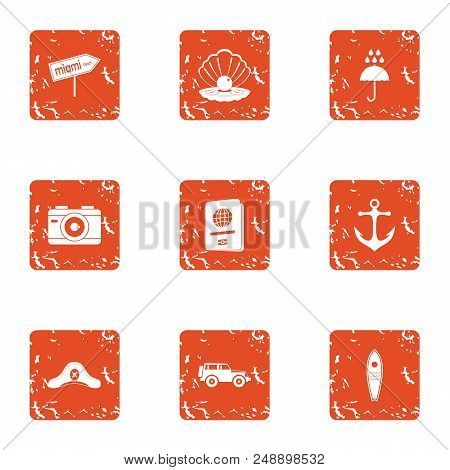 Boatbuilder Icons Set. Grunge Set Of 9 Boatbuilder Vector Icons For Web Isolated On White Background