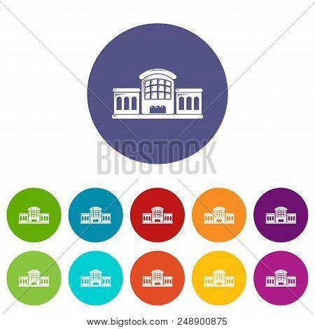 Railway Station Icons Color Set Vector For Any Web Design On White Background