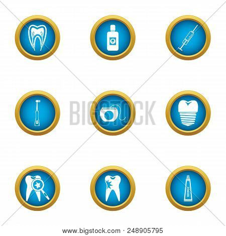 Toothless Icons Set. Flat Set Of 9 Toothless Vector Icons For Web Isolated On White Background