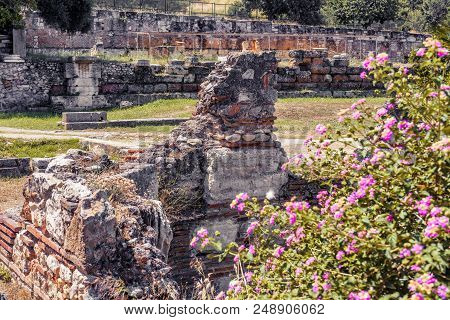Ancient Greek Agora, Athens, Greece. It Is One Of The Main Tourist Attractions Of Athens. Scenic Vie