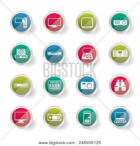 Hi-tech Equipment Icons Over Colored Background - Vector Icon Set 2