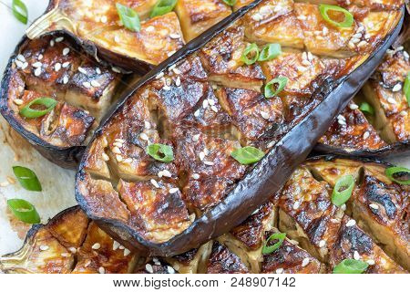Grilled Eggplant With Miso Glaze Or Nasu Dengaku. Japanese Food