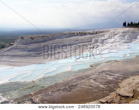 Pamukkale Termal Waters With The White Rocks.