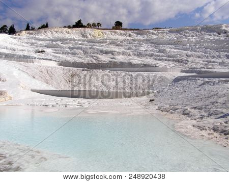 Pamukkale Termal Waters With The White Rocks.