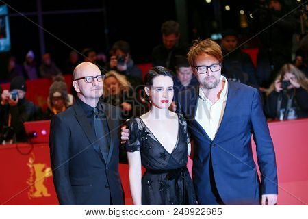 Steven Soderbergh, Claire Foy, Joshua Leonard attend the 'Unsane' premiere during the 68th Berlinale  Film Festival Berlin at Berlinale Palast on February 21, 2018 in Berlin, Germany. 