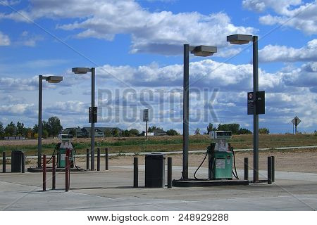 Wheatland, Wyoming - October 1: Gas Station Pumps Off Interstate 25 On October 1, 2009 In Wheatland,