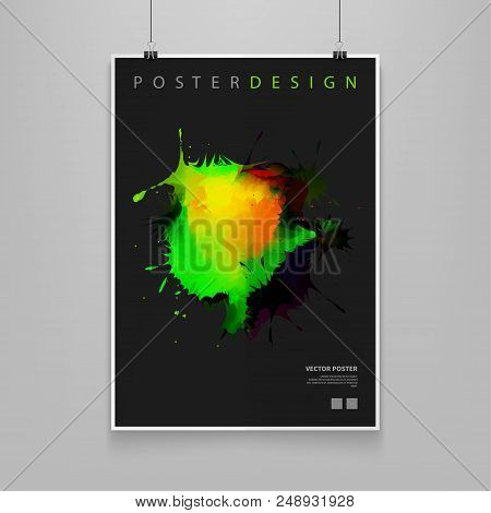 Stock Vector Illustration Colorful Paint Explosion Poster Covers Set With Modern Hipster And Memphis