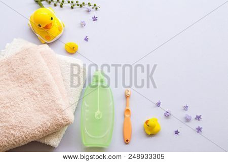 Toothbrush Bath Towel And Liquid Soap For Baby Bath Helps Complete Skin Nourishment For Smoother And