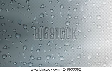 Stock Vector Illustration Rain Realistic Water Droplets On The Glass Isolated On A Transparent Check